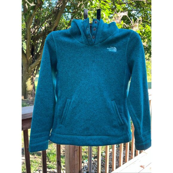 THE NORTH FACE Fleece Lined Hoodie SAPPHIRE GREEN knit - Picture 1 of 4